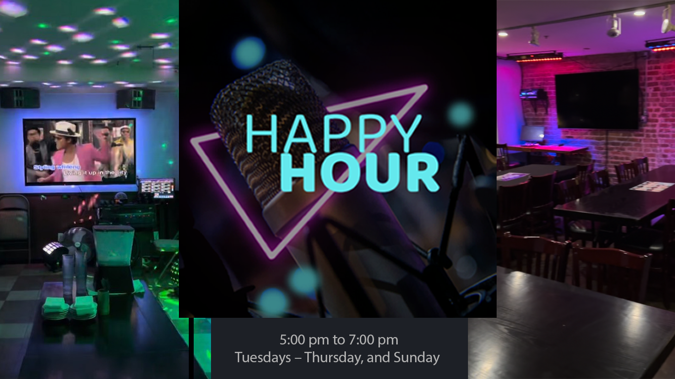 Happy Hour 5:00 pm to 7:00 pm; Tuesdays – Thursday, and Sunday
